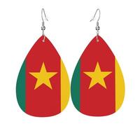 Les boucles d'oreilles en cuir en forme de goutte de drapeau du Cameroun sont un accessoire luxueux et tendance adapté aux femmes, mettant en valeur le charme individuel.