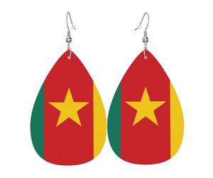 Les boucles d'oreilles en cuir en forme de goutte de drapeau du Cameroun sont un accessoire luxueux et tendance adapté aux femmes, mettant en valeur le charme individuel.