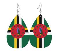 Les boucles d'oreilles en cuir en forme de goutte de drapeau du Commonwealth de Dominique sont un accessoire luxueux et tendance adapté aux femmes, mettant en valeur le charme individuel.