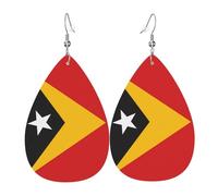 Les boucles d'oreilles en cuir en forme de goutte de drapeau du Timor-Leste sont un accessoire luxueux et tendance adapté aux femmes, mettant en valeur le charme individuel.