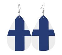 Les boucles d'oreilles en cuir en forme de goutte de drapeau finlandais sont un accessoire luxueux et tendance adapté aux femmes, mettant en valeur le charme individuel.