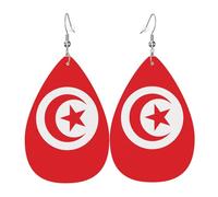 Les boucles d'oreilles en cuir en forme de goutte de drapeau tunisien sont un accessoire luxueux et tendance adapté aux femmes, mettant en valeur le charme individuel.
