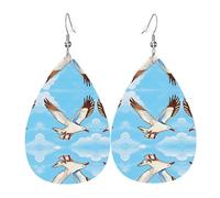 Les boucles d'oreilles en cuir en forme de goutte de mouettes volantes sont un accessoire luxueux et tendance adapté aux femmes, mettant en valeur le charme individuel.