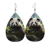 Les boucles d'oreilles en cuir en forme de goutte de panda dans la forêt sont un accessoire luxueux et tendance adapté aux femmes, mettant en valeur le charme individuel.