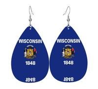 Les boucles d'oreilles en cuir en forme de goutte du drapeau de l'État du Wisconsin sont un accessoire luxueux et tendance adapté aux femmes, mettant en valeur le charme individuel.
