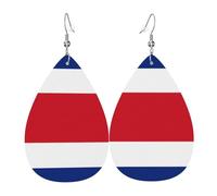 Les boucles d'oreilles en cuir en forme de goutte du drapeau du Costa Rica sont un accessoire luxueux et tendance adapté aux femmes, mettant en valeur le charme individuel.