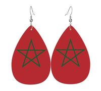 Les boucles d'oreilles en cuir en forme de goutte du drapeau du Maroc sont un accessoire luxueux et tendance adapté aux femmes, mettant en valeur le charme individuel.