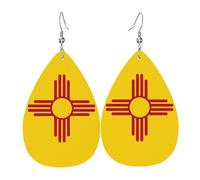 Les boucles d'oreilles en cuir en forme de goutte du drapeau du Nouveau-Mexique sont un accessoire luxueux et tendance adapté aux femmes, mettant en valeur le charme individuel.