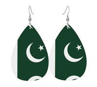 Les boucles d'oreilles en cuir en forme de goutte du drapeau du Pakistan sont un accessoire luxueux et tendance adapté aux femmes, mettant en valeur le charme individuel.