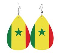 Les boucles d'oreilles en cuir en forme de goutte du drapeau du Sénégal sont un accessoire luxueux et tendance adapté aux femmes, mettant en valeur le charme individuel.
