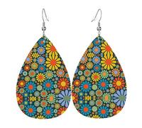 Les boucles d'oreilles en cuir en forme de goutte pour femme à motif hippie sont adaptées pour les fêtes, les fêtes de vacances et les cadeaux., taille unique