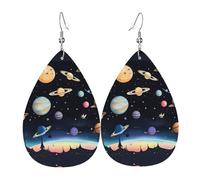 Les boucles d'oreilles en cuir en forme de goutte Saturne Jupiter Earth sont un accessoire luxueux et tendance adapté aux femmes, mettant en valeur le charme individuel.