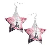 Les boucles d'oreilles en cuir en forme d'étoile de Paris Street Tour Eiffel sont vives et vives, et ne rouillent pas et ne se décolorent pas facilement, taille unique