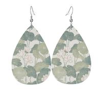 Les boucles d'oreilles en cuir noir Lily Pads pour femme sont adaptées pour les fêtes, les fêtes de vacances et les cadeaux., taille unique