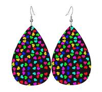 Les boucles d'oreilles en cuir pour femme en forme de goutte avec cœurs arc-en-ciel sont adaptées pour les fêtes, les fêtes de vacances et les cadeaux., taille unique