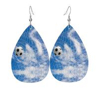 Les boucles d'oreilles en cuir pour femme en forme de goutte de football Blue-Sky conviennent pour les fêtes, les fêtes de vacances et les cadeaux., taille unique