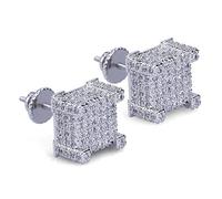 Les boucles d'oreilles Moisanite 14k densément réglées, les boucles d'oreilles carrées de style hip-hop, un cadeau contemporain pour les individus élégants, cadeaux pour papa