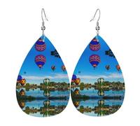 Les boucles d'oreilles montgolfières en cuir pour femme sont adaptées pour les fêtes, les fêtes de vacances et les cadeaux., taille unique