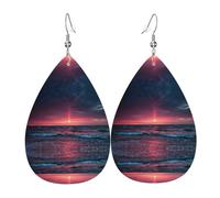 Les boucles d'oreilles Ocean Tide At Warm Twilight en cuir en forme de goutte pour femme sont adaptées pour les fêtes, les fêtes de vacances et les cadeaux., taille unique