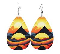 Les boucles d'oreilles Sunrise Mountain en cuir en forme de goutte sont un accessoire luxueux et tendance adapté aux femmes, mettant en valeur le charme individuel.