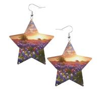 Les boucles d'oreilles Texas Bluebonnets en cuir en forme d'étoile sont vives et vives, et ne rouillent pas et ne se décolorent pas facilement, taille unique