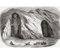 Les Bouddhas de Bamyan Vallée de Bamyan Région de Hazarajat Central Afghanistan vu ici au XIXe siècle. Les statues ont été détruites par les talibans en 2001. De Monuments de Tous les Peuples publié