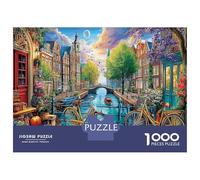 Les canaux d'Amsterdam 1000 Pièce Canal Villes Papier Écologique Puzzle Premium Décompression du Jeu Éducatif Cadeaux Décoration Murale Le 52x38cm/1000pcs