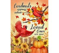 Les Cardinaux D'Automne Apparaissent Lorsque Les Êtres Chers Sont Près Du Cimetière Commémoratif Autumn Maple Garden Flag Décoratif Drapeaux Résistant Drapeau De Jardin Pour Maison 30X45Cm