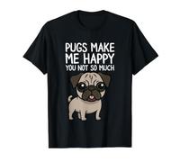 Les carlins me rendent Heureuse, Pas Tant Que ça T-Shirt Graphique avec Valeur, Homme, Noir, S