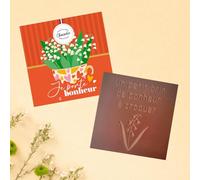 Les cartes à croquer coffret Enveloppe | Prête à Croquer Modèle Muguet | Tablette de chocolat gravé | Chocolat au choix lait, noir | 1er Mai Fête des Mères Grands-Mères (Chocolat Lait-Caramel)