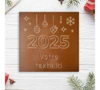 Les cartes à croquer en chocolat | Bonne année 2025 noel | Chocolat personnalisé avec votre texte | Chocolat au choix lait ou noir ou blanc | Sans colorant | (Chocolat lait)