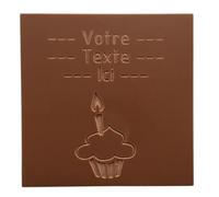 Les cartes à croquer en chocolat | Cupcake anniversaire | Chocolat personnalisé avec votre texte | Chocolat au choix lait ou noir ou blanc | Sans colorant | (Chocolat lait)