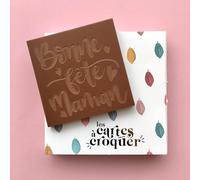 Les cartes à croquer | Prête à Croquer Modèle Bonne Fête Maman | Tablette de chocolat gravé | Chocolat au choix lait, noir, blanc (80g, Chocolat blanc)
