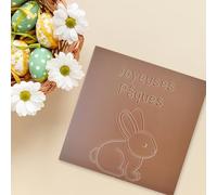 Les cartes à croquer | Prête à Croquer Modèle Lapin Joyeuses Pâques | Tablette de chocolat gravé | Chocolat au choix lait, noir, blanc (80g, Chocolat Noir)
