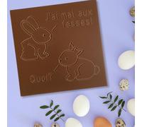 Les cartes à croquer | Prête à Croquer Modèle Lapins de Pâques drôles | Tablette de chocolat gravé | Chocolat au choix lait, noir, blanc (80g, Chocolat Lait)