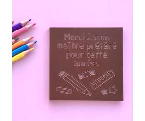 Les cartes à croquer | Prête à Croquer Modèle "Merci à mon maître ptéféré pour cette année." | Tablette de chocolat gravé | Année Scolaire | Chocolat au choix lait, noir, blanc (80g, Chocolat Lait)