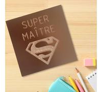 Les cartes à croquer | Prête à Croquer Modèle "Super Maître" | Tablette de chocolat gravé | Année Scolaire | Chocolat au choix lait, noir, blanc (80g, Chocolat Blanc)