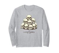 Les Catacombes de Paris Crânes pour Lumières Imprimé Vieilli Manche Longue