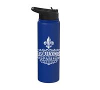 Les Catacombes Paris France Ornée Fleur de Lis Blanc Stainless Steel Insulated Water Bottle