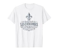 Les Catacombes Paris France Ornée Fleur de Lis Marine T-Shirt Graphique avec Valeur