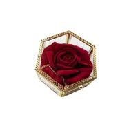 Les célébrations Boîte à Bijoux Porte-Alliances Mariage + Fleur en Velours Rouge Original Moderne Accessoire pour les Mariés Dimension 12 x 10 cm, Multicolore