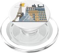 Les célèbres bâtiments de Paris - la Tour Eiffel - Le Louvre PopSockets PopGrip pour MagSafe