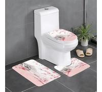 Les Cerisiers Fleurissent dans Une Maison Traditionnelle Lot De 3 Tapis Bain Doux Tapis De Toilette Lavable Carpettes De Toilette pour Douche Intérieur Chambre À Coucher