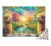Les chameaux à Une fête au thé à Meadow Puzzle De 1000 Pièces Desert-Style Camel Éducatif Et De Défiant, Recyclé 52x38cm/1000pcs