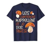 Les Champignons m'appellent Cèpes Chasseur De Champignon T-Shirt, Homme, Bleu Marine, M