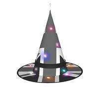 Les chapeaux de sorcière d'Halloween du drapeau national du Royaume-Uni sont décorés avec des lumières, qui sont utilisées pour décorer de grandes fournitures de fête d'Halloween.
