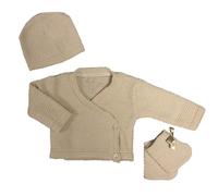 Les Chatounets - Brassière Tricot bébé Les Chatounets Ensemble 3 pièces brassière+Bonnet+Chaussons Ecru 0 Mois/Naissance