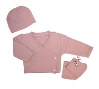 Les Chatounets - Brassière Tricot bébé Les Chatounets Ensemble 3 pièces brassière+Bonnet+Chaussons Vieux Rose 0 Mois/Naissance