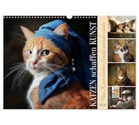 Les chats créent l'art, Version française (Calendrier mural 2026 DIN A3 portrait), Calendrier CALVENDO mensuel