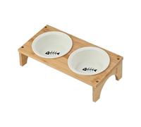 Les chats de la station d'alimentation ont augmenté - La barre des chats a augmenté | Diagonale Design Ceramic Cat Bar | Bol alimentaire avec cadre en bois pour petits et moyens animaux domesti